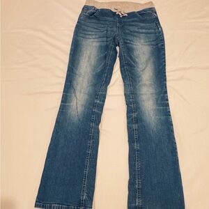 Justice Junior Girl Blue Bootcut Jeans knit Stretch Denim Mid Rise Waist Size16